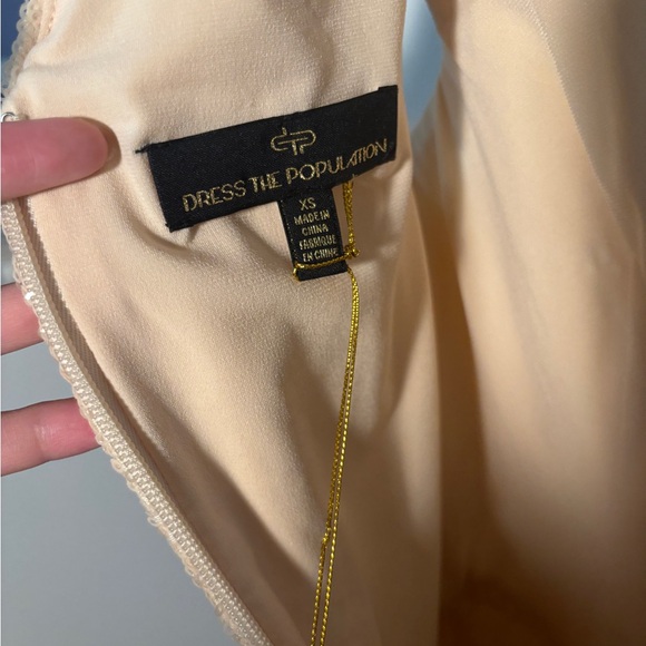 NWT dress the population sequined sparkle cream dress - Picture 5 of 5